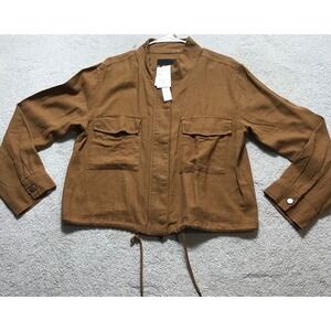 Sanctuary Brown Anorak Jacket Utility Pockets‎ Drawstring Waist Size L NWT